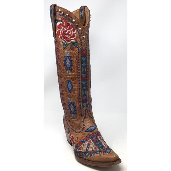 Allen’s Azulado Regina Sandstone Women's Size 7B Snip Toe Western Cowboy Boots - Picture 1 of 6